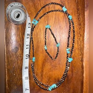 Silver & turquoise chip necklace & matching bracelet